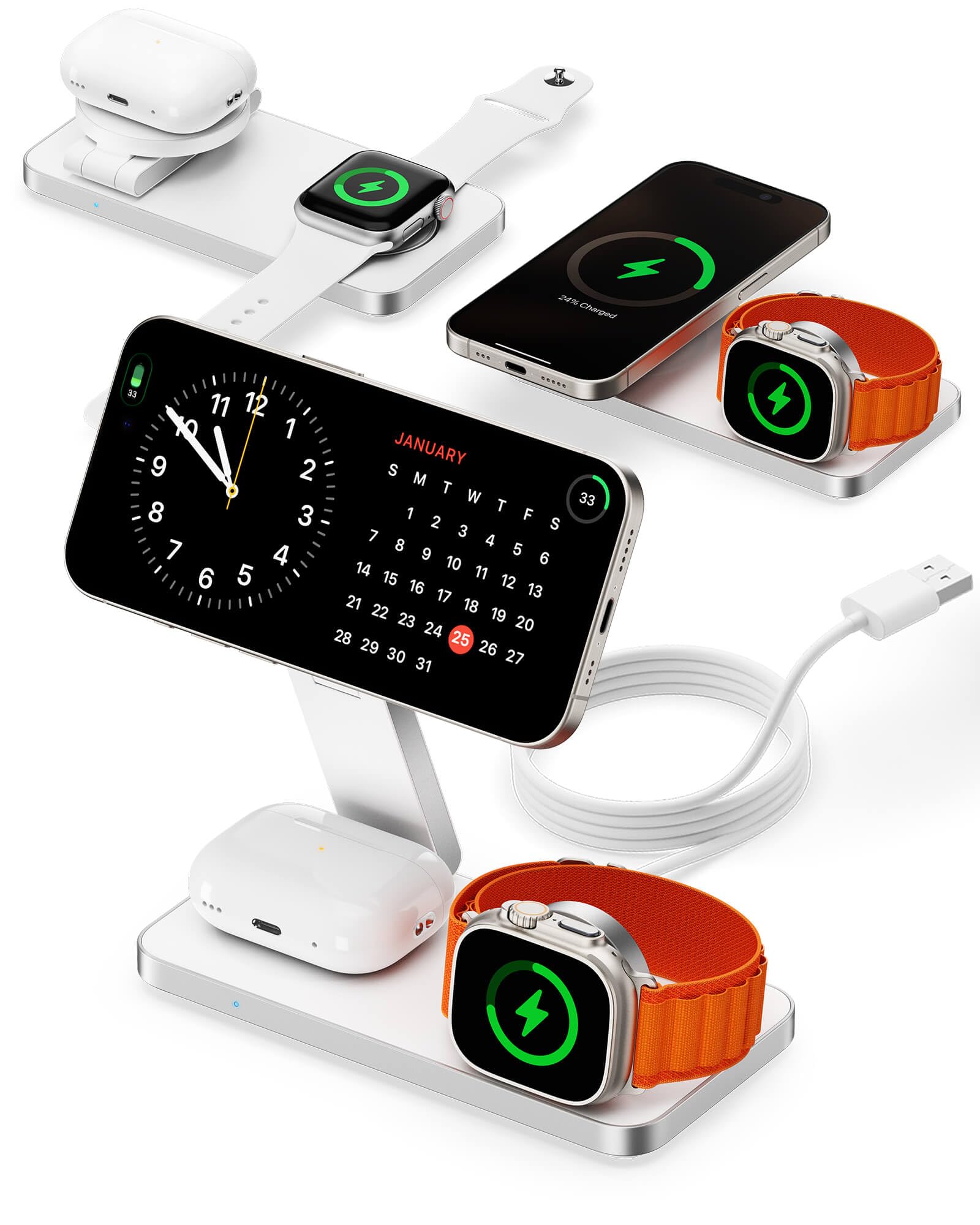 Amazon.co.jp: 折りたたみ式3in1ワイヤレス充電器、iPhone・Apple