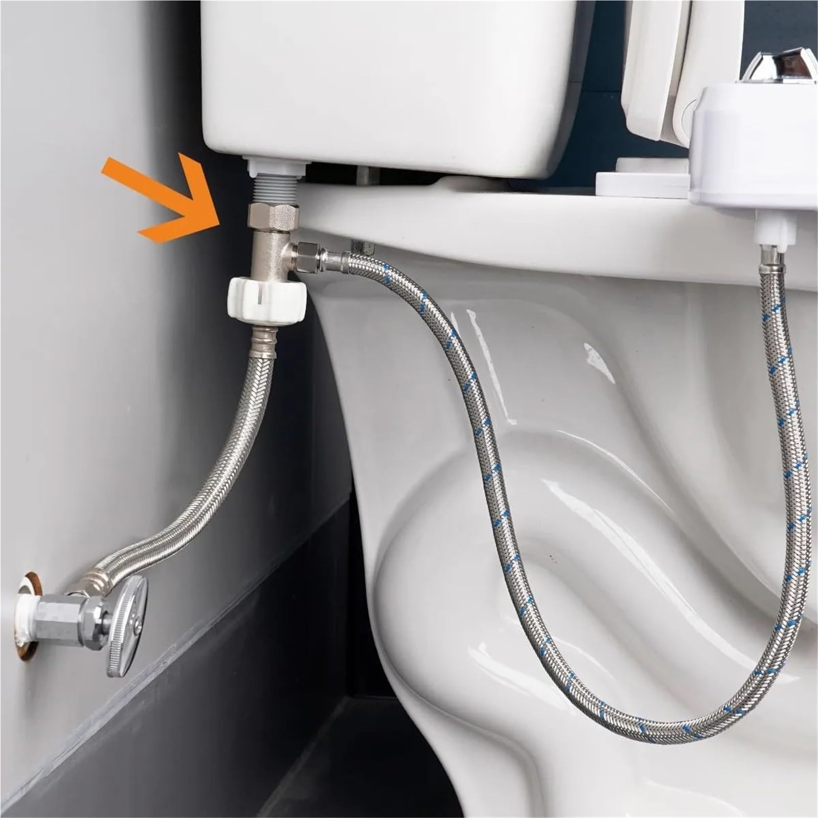 Válvula desviadora de inodoro, adaptador T G1/2 ", válvula T for baño, pulverizador de bidé, accesorio de ducha, válvula angular de grifo de acero inoxidable 304, 2 uds. Para Cocina, BañO