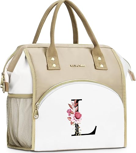 Miniatura 1 de Lonchera con inicial para mujer, lonchera térmica con aislamiento, lonchera grande para adultos, a prueba de fugas, para trabajo de picnic, bolsa de