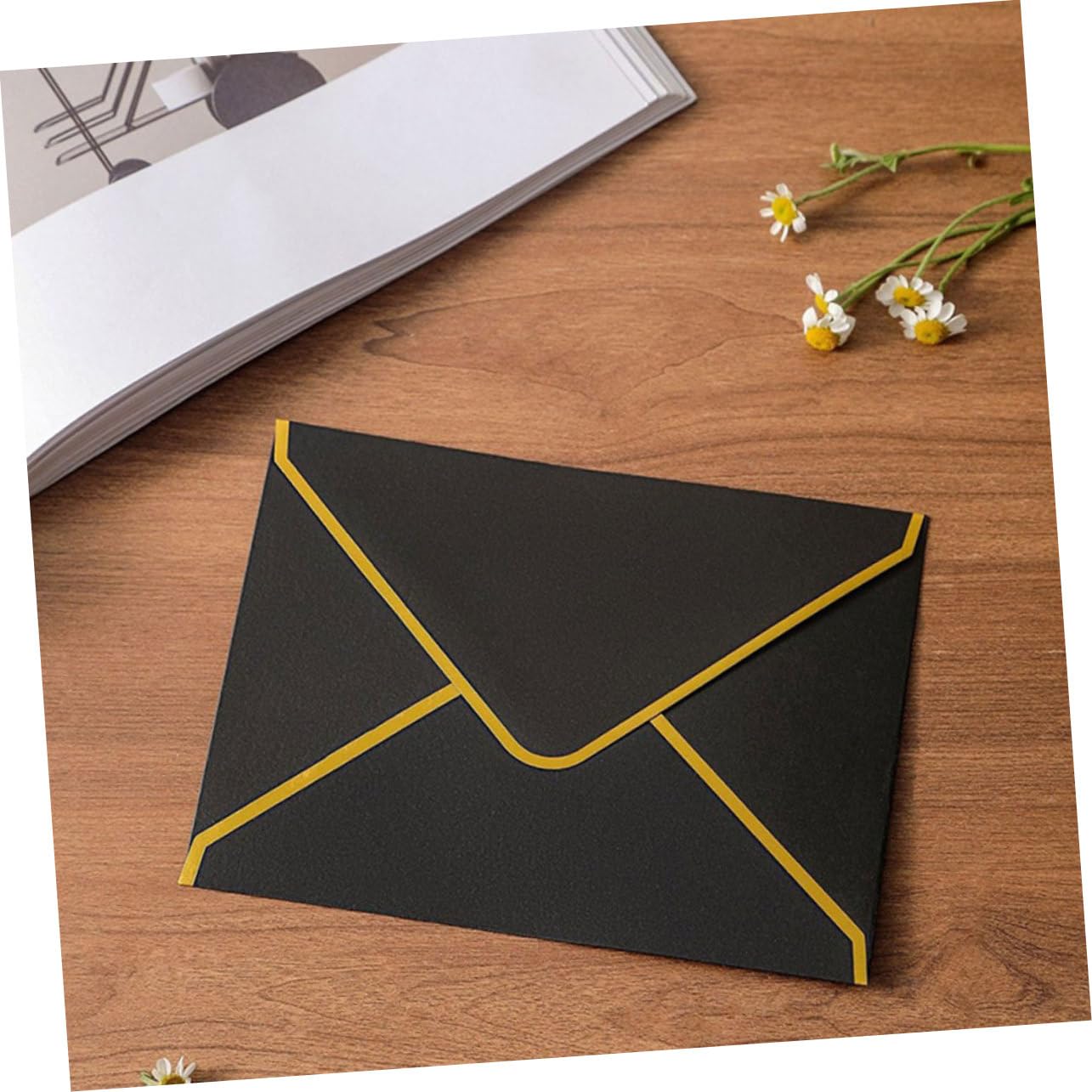 Angoily 50 Pezzi Buste Nere con Oro Carta Spessa per Biglietti Personalizzati Mailing e Partecipazioni Ufficio