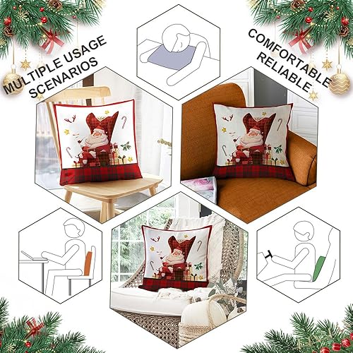 Miniatura 4 de Fundas de almohada decorativas de Navidad, funda de almohada de ciervos de Navidad, funda de almohada de decoración navideña de renos, funda de