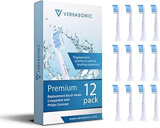 12-Pack of Premium Brush Heads by Versasonic. Compatible Replacement Brush Heads for Philips Sonicare, DiamondClean, Premium Plaque, Premium Gum Care, Premium White, Intercare, Proresults, Simply Clea
