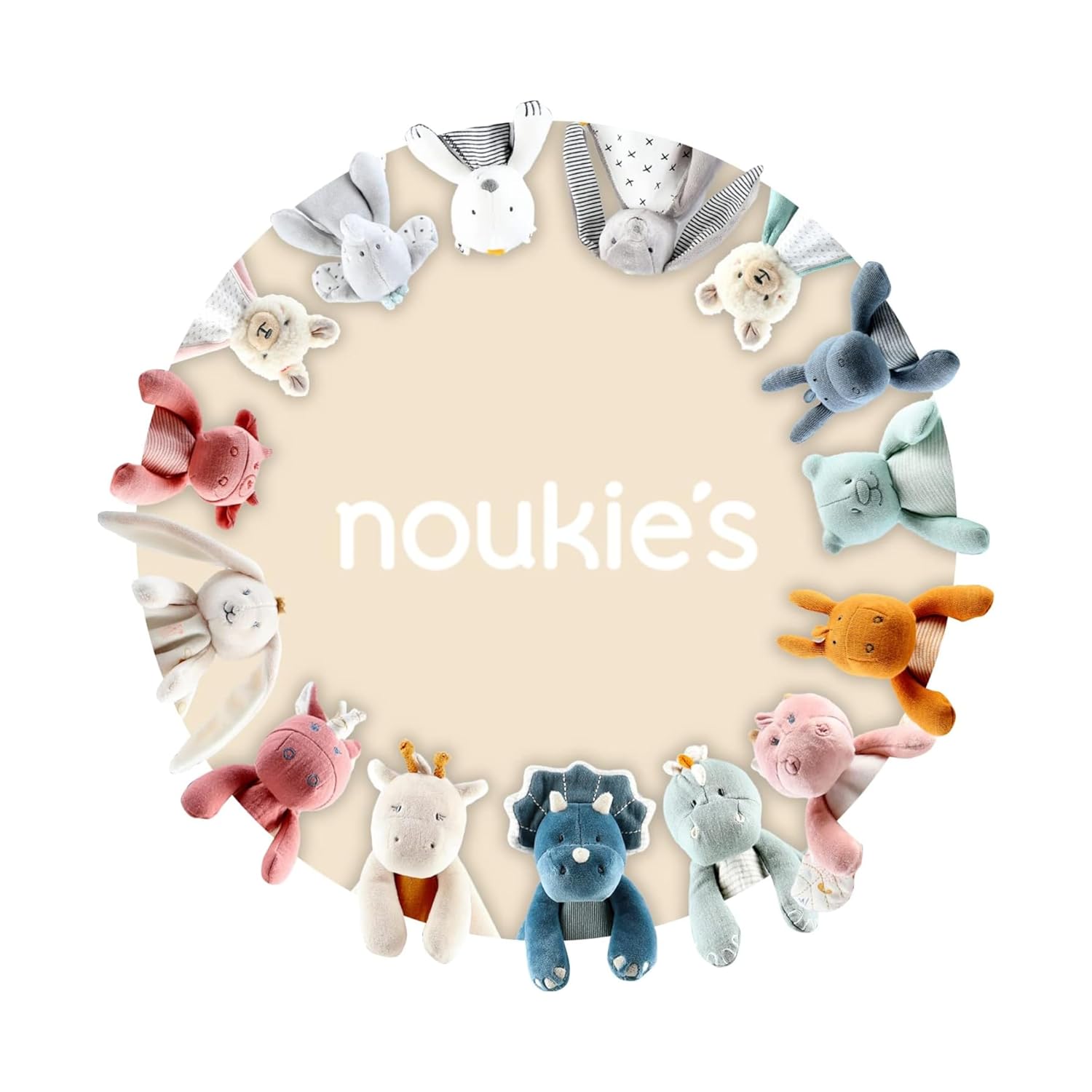 NOUKIE'S - Reversible baby comforter day and night - Mocha brown rabbit - Veloudoux material and organic cotton gauze - Double plush awaking/sleeping - Ideal for soothing and accompanying your baby