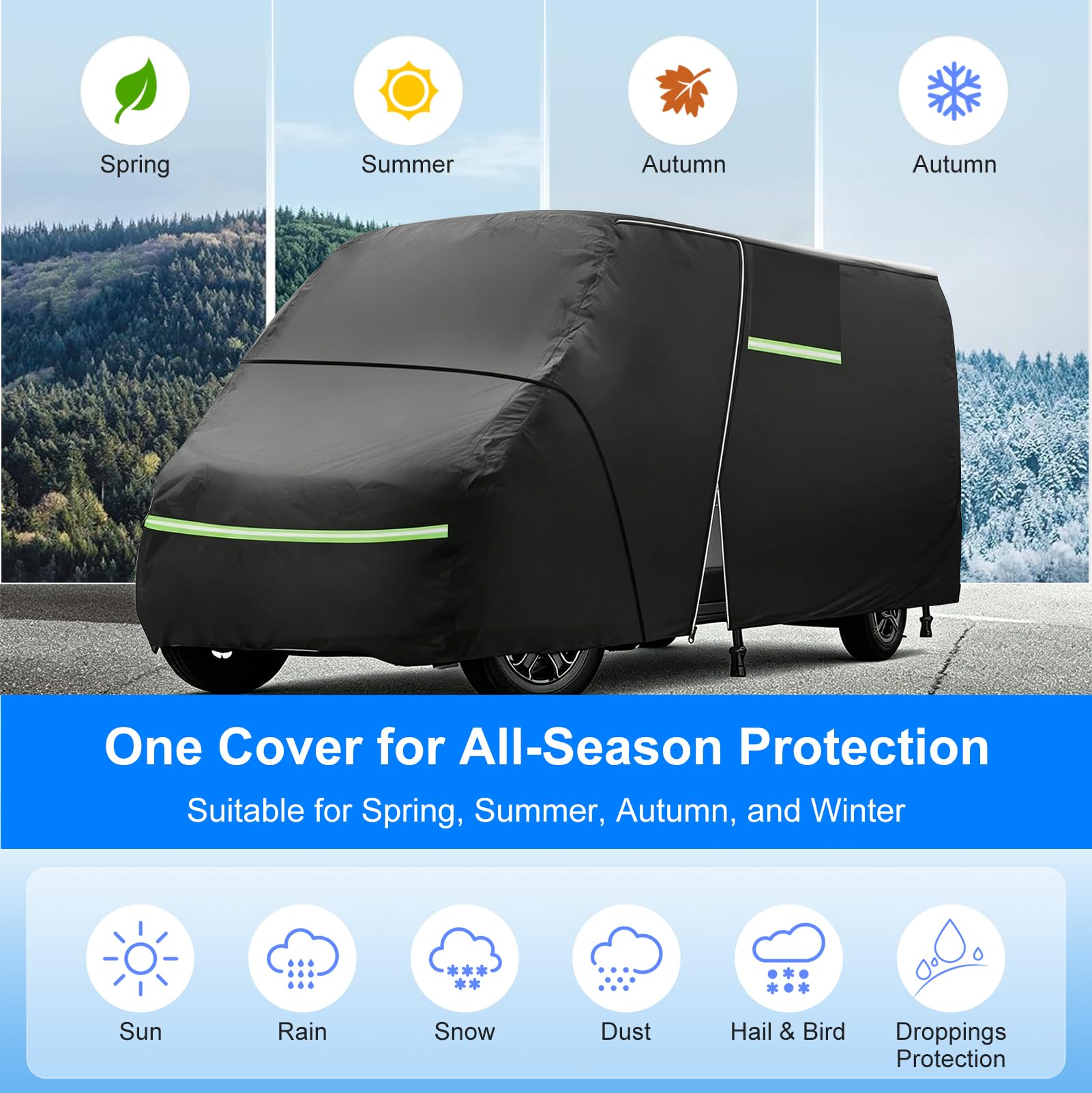 Funda Coche Exterior Compatible con Fiat Ducato 2006-2024 L2H2 Van, Funda para Coche Exterior, Protección Todo Tiempo, Impermeable, Aislante Térmico y Reflectante UV, con Correas Antiviento, Bolsa