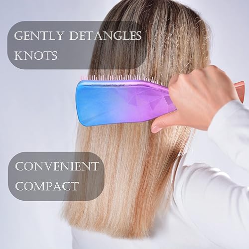 Miniatura 9 de Paquete de 2 cepillos desenredantes para mujeres, hombres y niños, cabello húmedo o seco, elimina nudos y reduce la rotura, cepillo desenredante