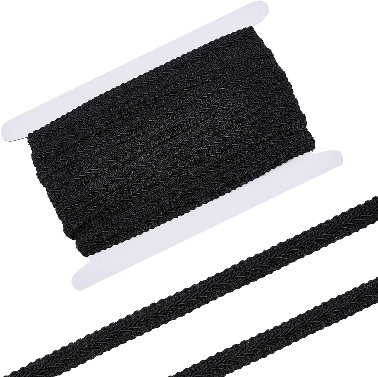 12.5 Yards 0.47" Wide Gimp Braid Trim, Polyester Woven Braid Ribbon, Black Upholstery Trimming for DIY Crafts Sewing Curtain Decoration Jewelry Costume Accessories