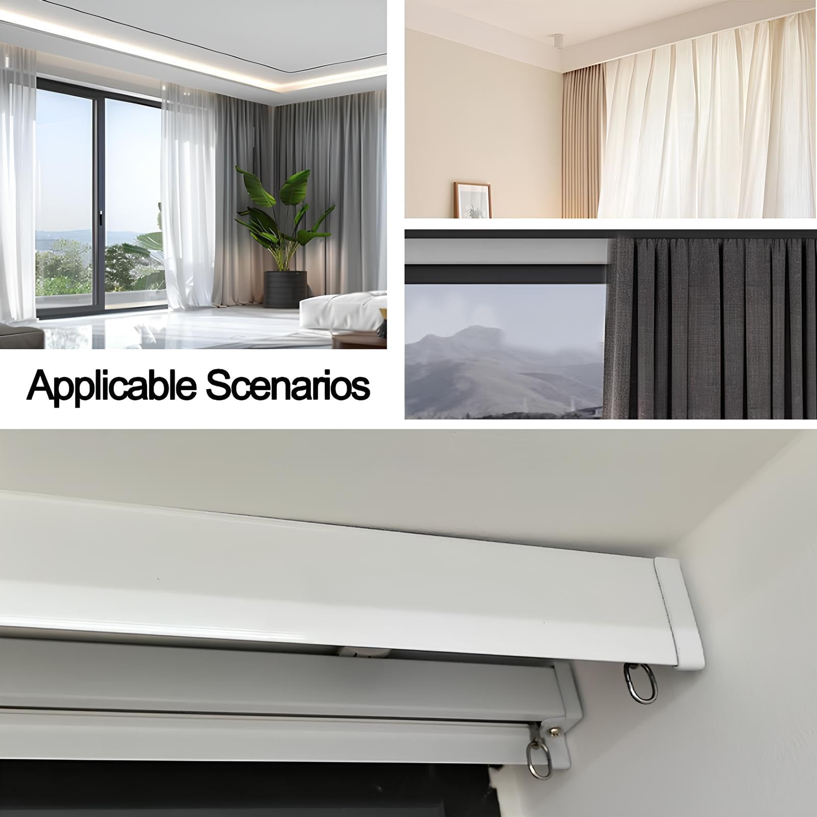 Gardinenschiene Vorhangschiene Aluminium Gardinenstange Geräuschloses Duschvorhangstange Für Fenster, Raumteiler, Duschen(Gray-Wall,1.2m)