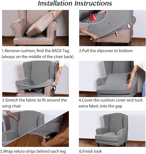 Vista 353 de Turquoize - Funda elástica para sofá de 2 piezas y 3 cojines, funda protectora lavable con elástico en la parte inferior, tela jacquard gruesa