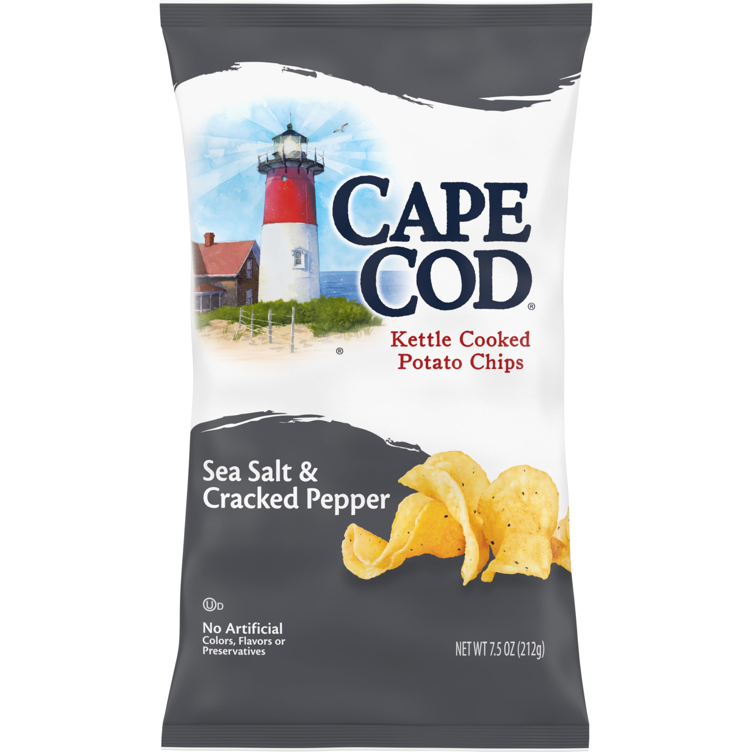 Cape Cod Sea Salt & Cracked Pepper Chips, 7.5 Oz Bag