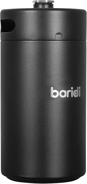 Baridi Mini Stainless Steel Growler Keg 5L, Matte Black Suitable for Soft Drinks or Beer on Tap at Home - DH104