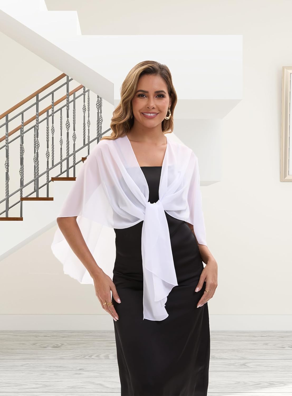 Baoqiya Chiffon Shawl Evening Scarf Shawls and Wraps for Women Wedding Party Bridal Scarves Cover Ups - Image 5