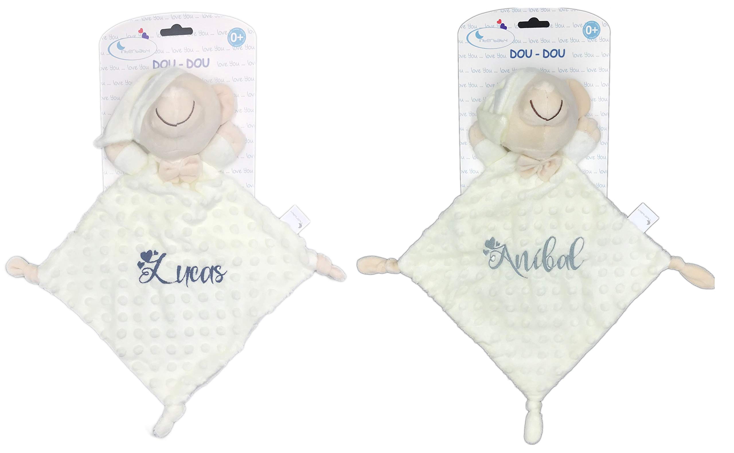 mibebestore Doudou Bebe Personalizado con Nombre Bordado Recien Nacido Dou Dou para Dormir Muñeco de Apego Regalo Personalizado Accesorio Infantil Baby Shower Bautizo Guardería Niño Niña