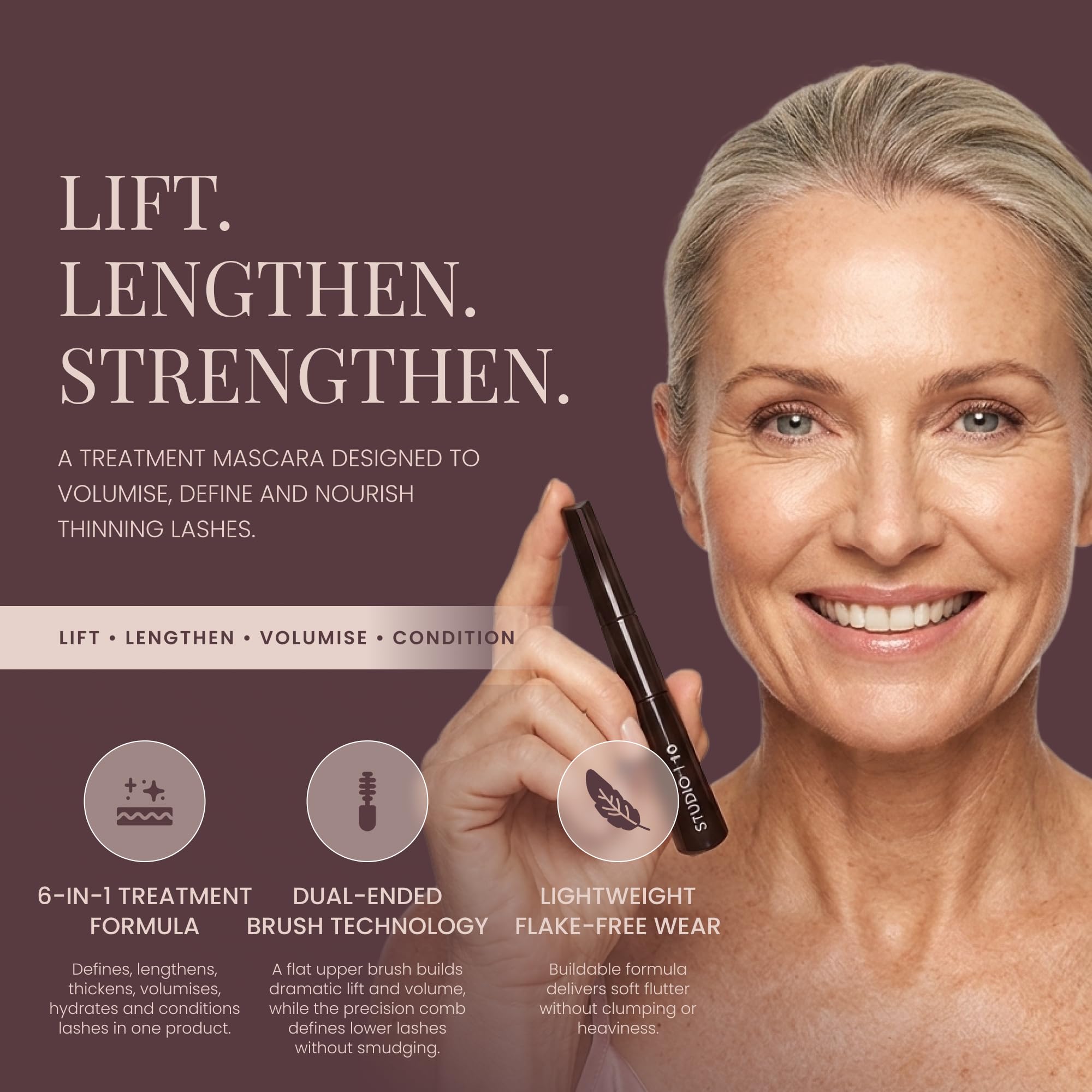 Black Conditioning Mascara – Verlängernde & Volumisierende Wimperntusche mit Hyaluronsäure für reife empfindliche Augen