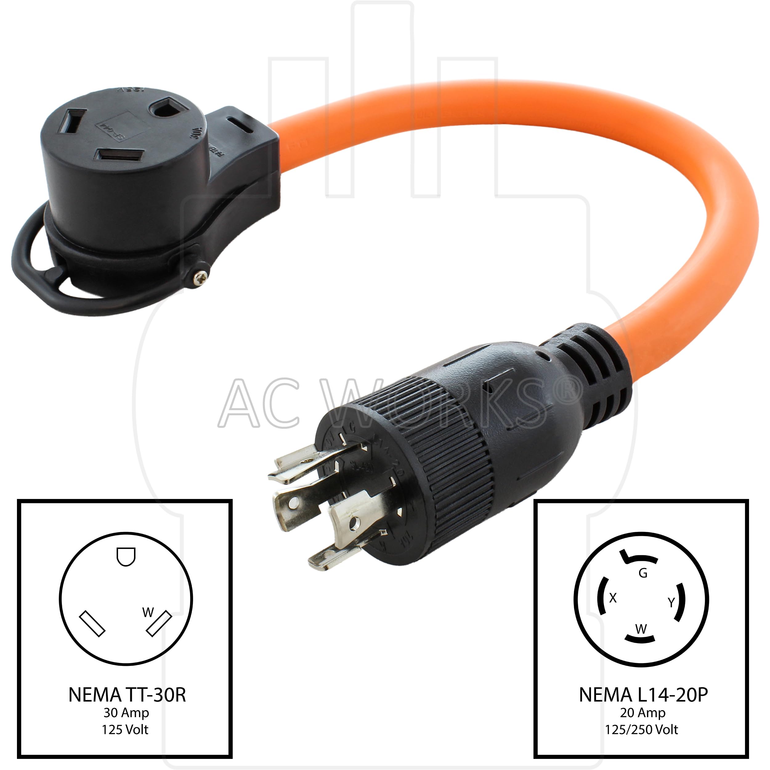 Amazon.com: AC WORKS Generator to 30Amp RV Adapter (L14-20 20A 4