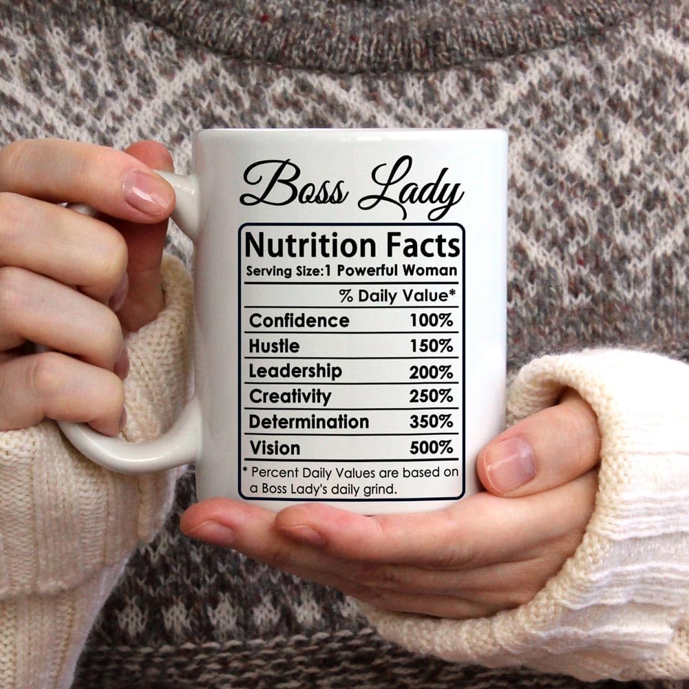 Breezy Valley Boss Lady Mug - Funny Boss Gifts for Women, Boss Day Gifts for Women, Christmas or Birthday Gift for Boss Female, Women Leaders - Boss Lady Nutrition Facts Coffee Mug, 11oz - Image 3