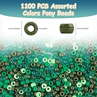 Vista 27 de Pony Bulk Beads - 1100 Pcs for Jewelry & Bracelets Making, Hair & Bracelet Beads (Dark Grey)