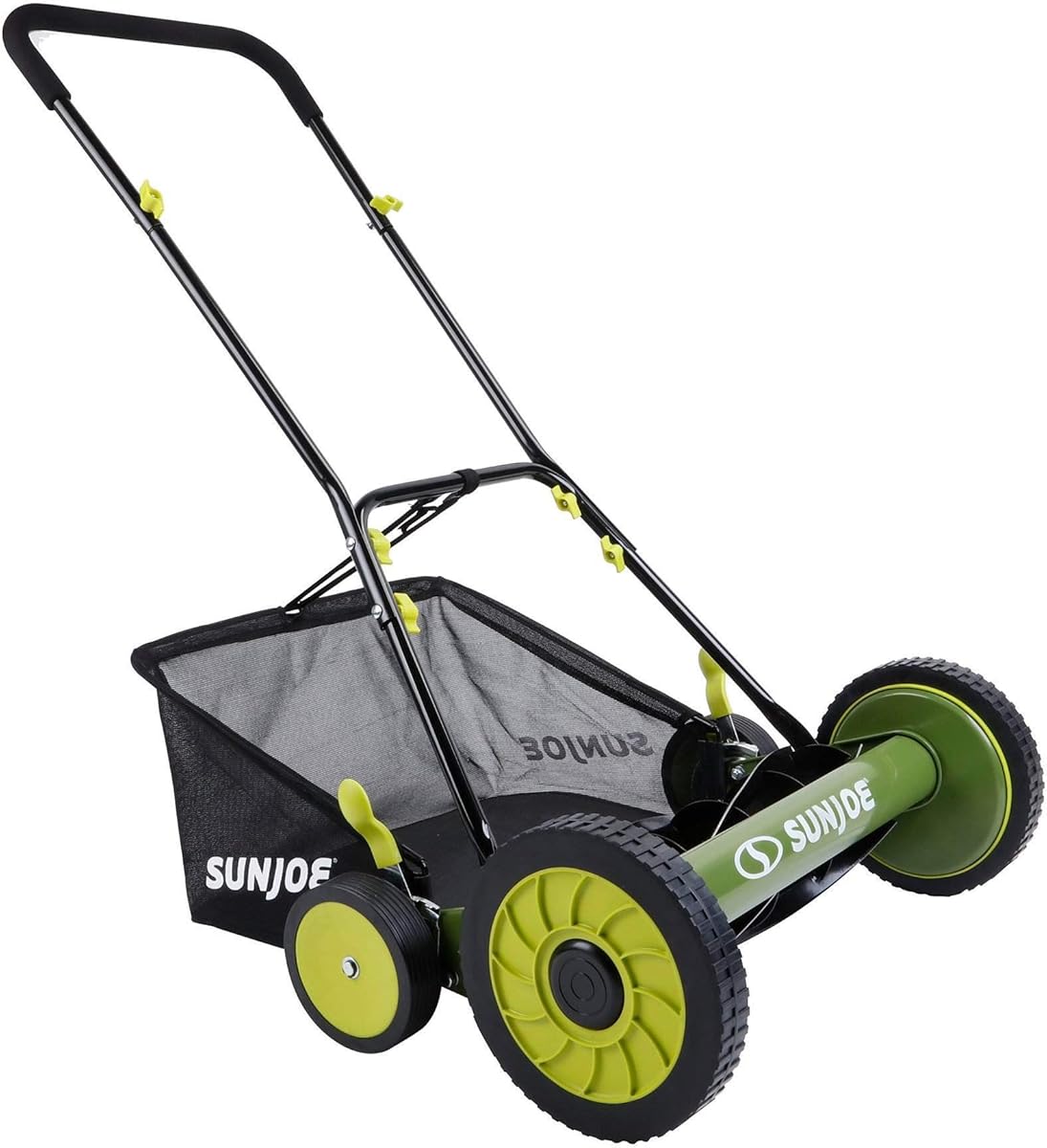 Amazon.com : Sun Joe MJ501M w/ 7-Gallon Detachable Grass Catcher, 9-Position Height Adjustment, 5 Steel Blades, Compact Design, 18-Inch Manual, Green/Black : Walk Behind Lawn Mowers