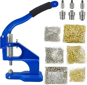 Hand Press Grommet Machine with 3000pcs Grommets6mm, 10mm and 12mm 3 Die #0#2#4 Handle Cover Hand Press Grommet Eyelet Machine Punch Tool for grommets, eyelets, rivets, snaps and others