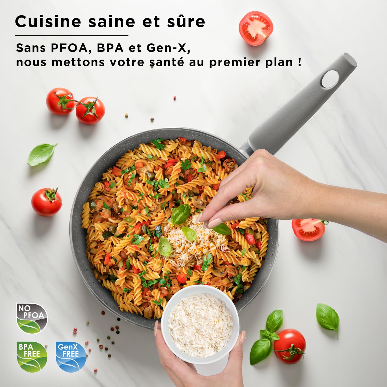 KASANOVA Ensemble de casseroles pour plaques de cuisson traditionnelles, antiadhésives, batterie de casseroles, cuisson saine, rapide et uniforme. Fabriqué en Italie. (16 pièces)