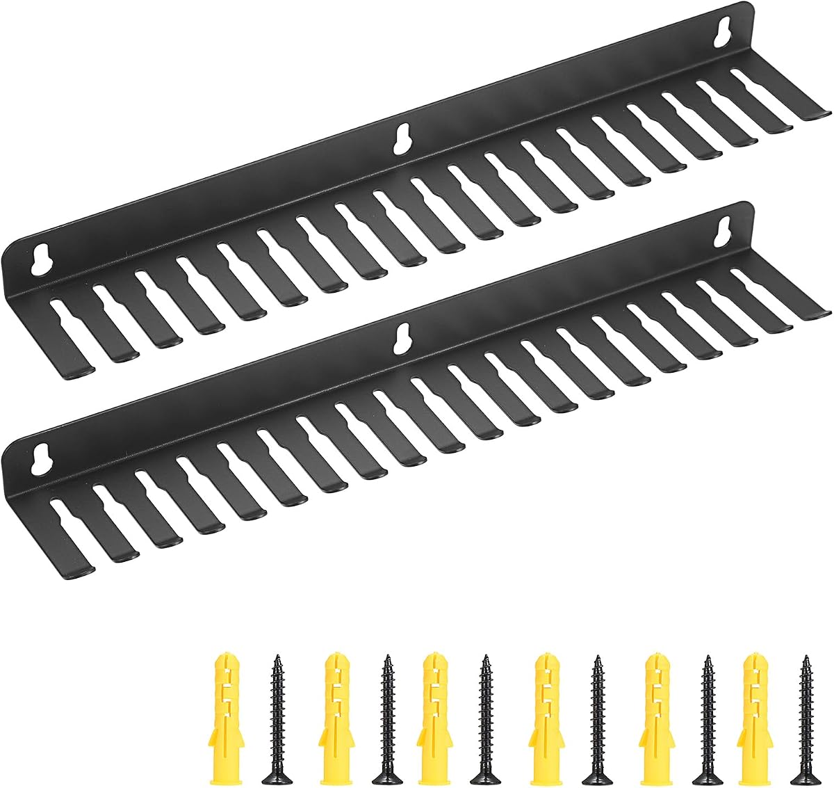 Wall Mountable Cable Hanger and Organizer 2 Pcs Steel Cable Rack with 19 Cable Slots Width from 5-9mm,Sturdy Cable Holder Wall Mount Black Cord Rack Organizer for Office Studio Bench Workshop