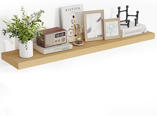 Miniatura 56 de Estantes flotantes de 24 pulgadas, con textura 3D de veta de madera, estantes flotantes de pared de 24"x9.25"x1.5" de profundidad, estantes de Roble