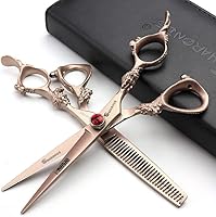Vista 1 de 7/8/9 pulgadas oro rosa, plata 440c tijeras de pelo japonés salón peluquería y peluquería de adelgazamiento (oro rosa)