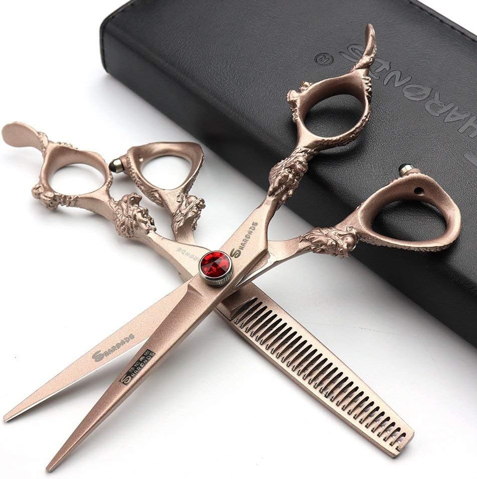 7/8/9 inch rose gold, silver 440c Japanese hair scissors salon hairdresser and thinning hairdresser (Rose Gold)