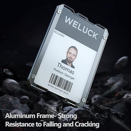 Miniatura 2 de Porta credenciales, soporte de tarjeta de identificación de aluminio duraderobilletera con cordón y clip metálico, soporte para 4