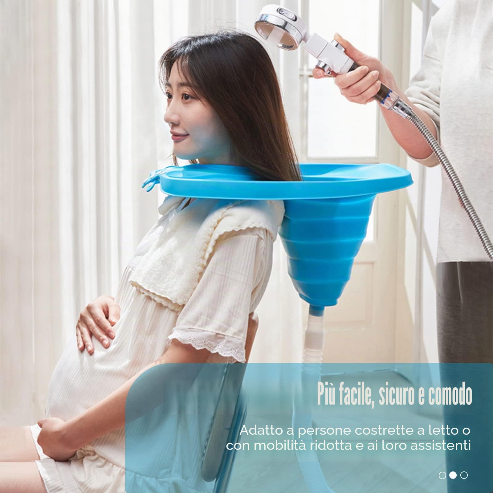 Lavandino da shampoo portatile pieghevole, lavabo per peluria lavatesta, per capelli a letto, gravidanza, disabili, anziani, bambini