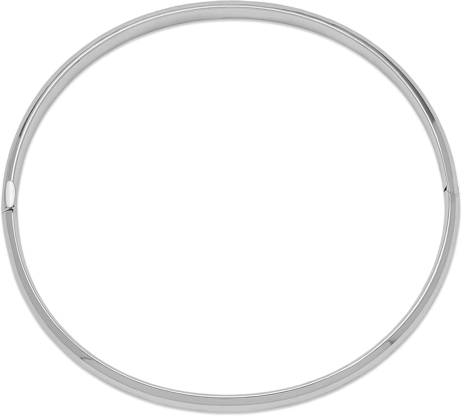 IceCarats 14K Solid White Gold 4mm Hinged Bangle Bracelet