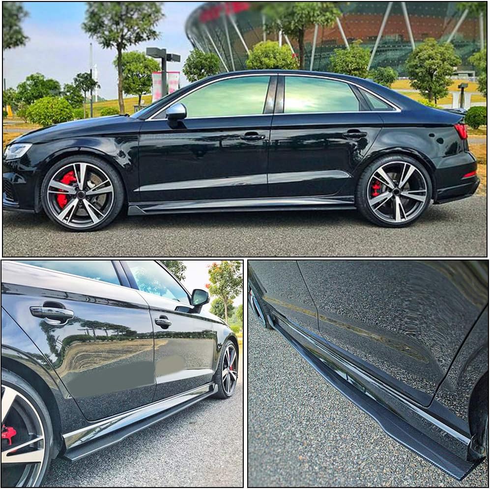 Side Skirts fits for Audi A3 Sline S3 RS3 Sedan 2014-2019 Add-on Carbon Fiber Under Door Rocker Panels Valance Extension Lip