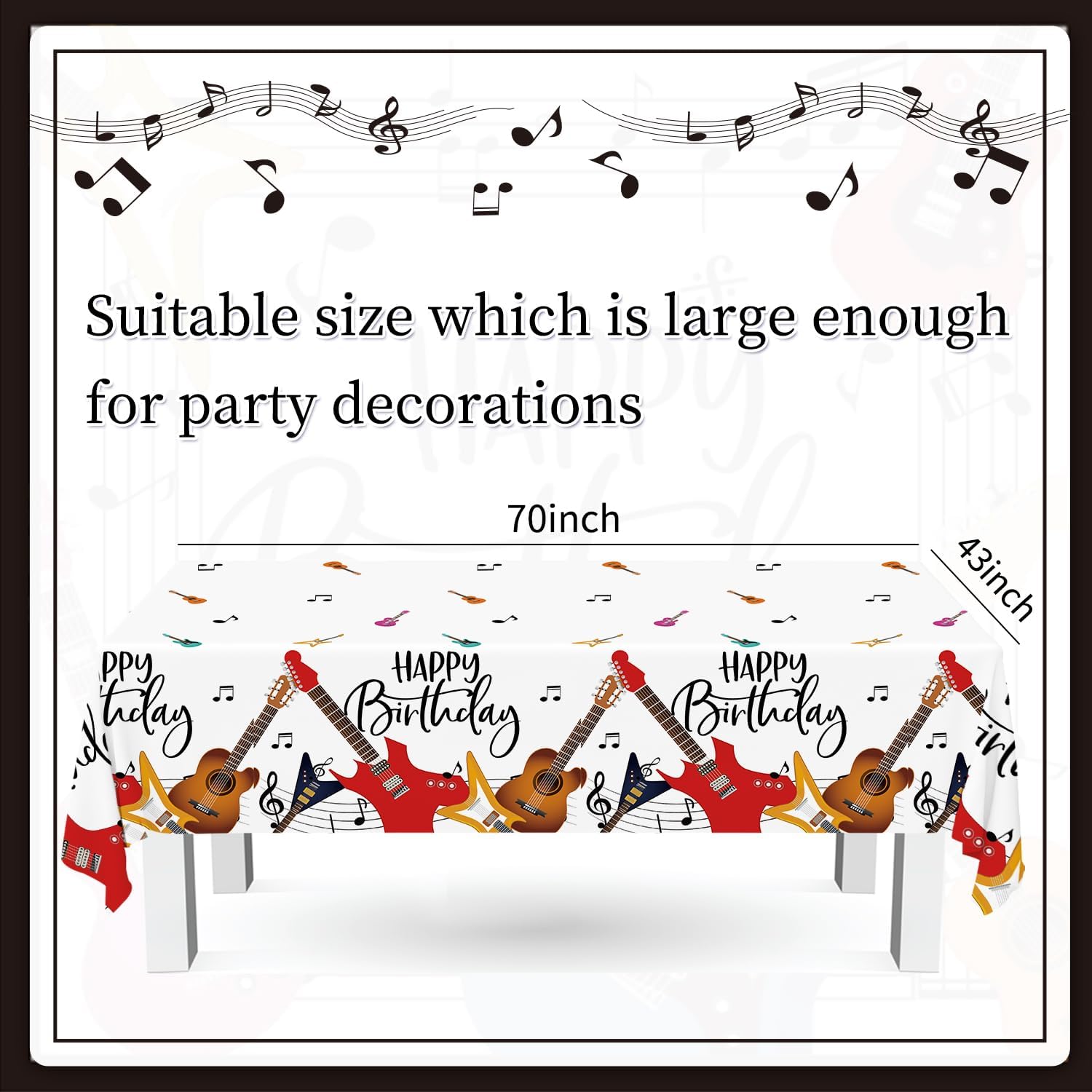 Music Theme Party Decorations 110pcs Guitar Birthday Party Decorations, Music Happy Birthday Banner, Ballons,Tableware for Rock Baby Supplies, White