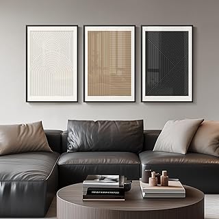 Framed Black and White Abstract Wall Art for Living Room, Modern 3 Piece...