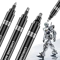 SanJeirie 3Pcs Silver Mirror Chrome Markers - Permanent Reflective Metallic Paint Pens for Car DIY, Model Touch Up on Plastic, Metal, Glass