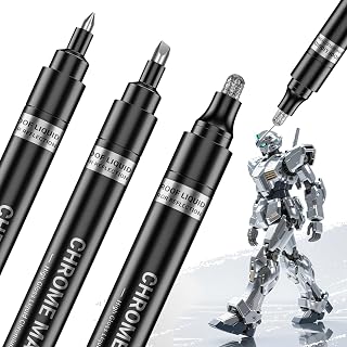 3Pcs Silver Liquid Mirror Chrome Markers, Permanent Reflective Metallic Chrome Paint Pen, High Gloss Car DIY Model Painting, Touch Up Repair Kit for Plastic Metal Glass Resins - Amazon product rated Grade A