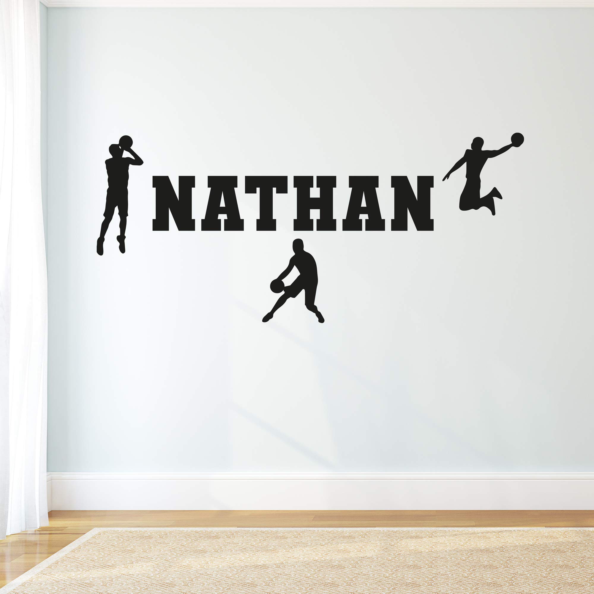 Basketball Silhouettes Personalised Name Wall Sticker Bedroom Art Decal Mural Kids (60cm Width)