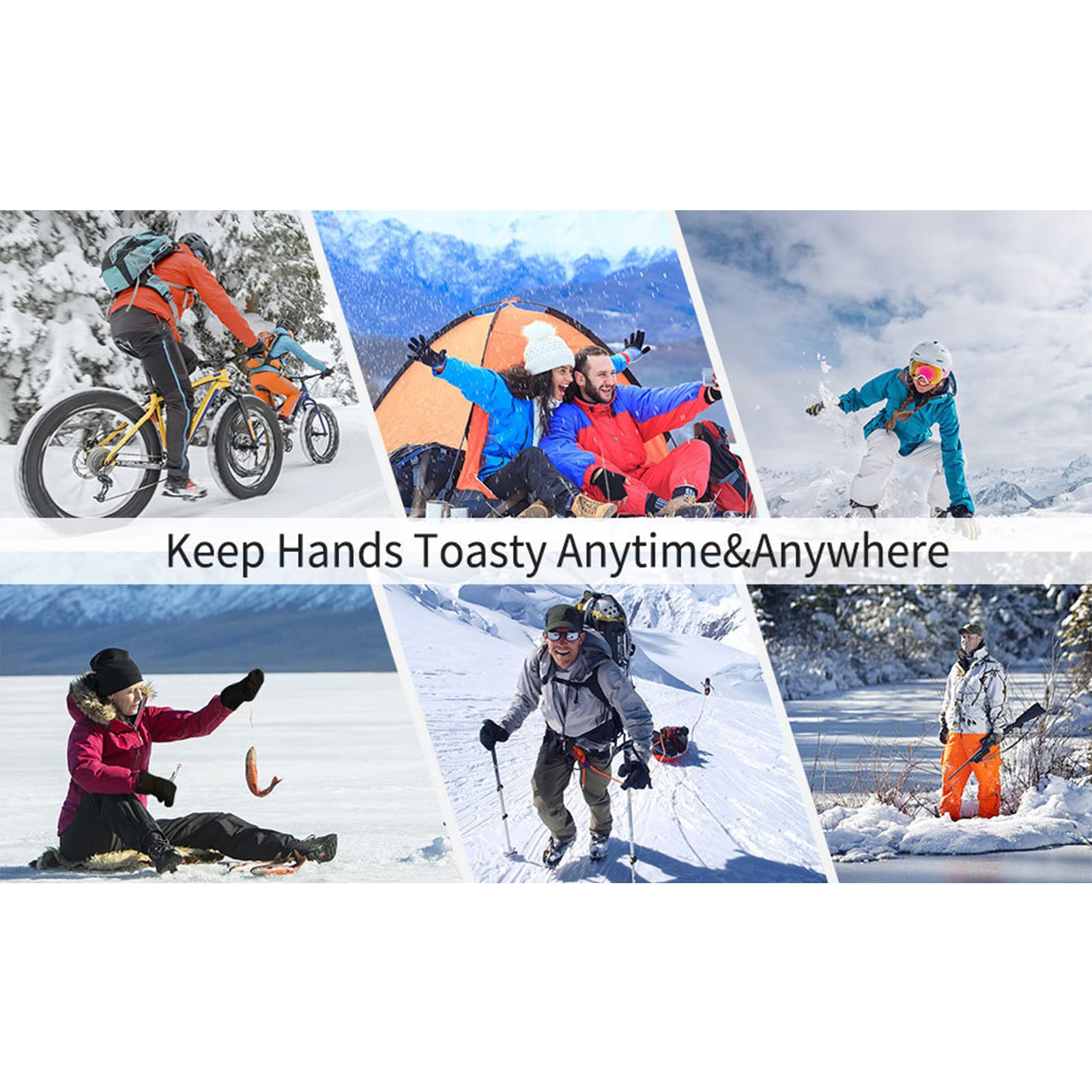 Gants Chauffants Chauds d'hiver Sports de Plein Air Chauffage Électrique Cyclisme Ski Alpinisme Gants à Écran Tactile Contrôle Intelligent de la Température,Red,S(16CM)