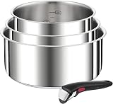 Tefal L898S4 Ingenio Preference 4-Piece Casserole Set | Stackable | Space Saving Stainless Steel | Suitable for Induction Cookers | Stainless - 1