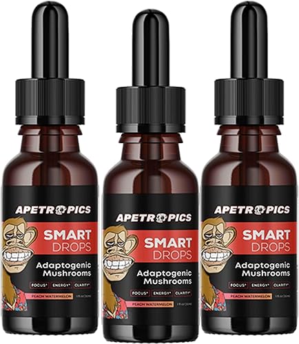 Apetropics Smart Drops - Tintura de hongos adaptogénica 5 en uno con melena de león, cordyceps, cola de pavo, chaga, reishi, suplemento cerebral