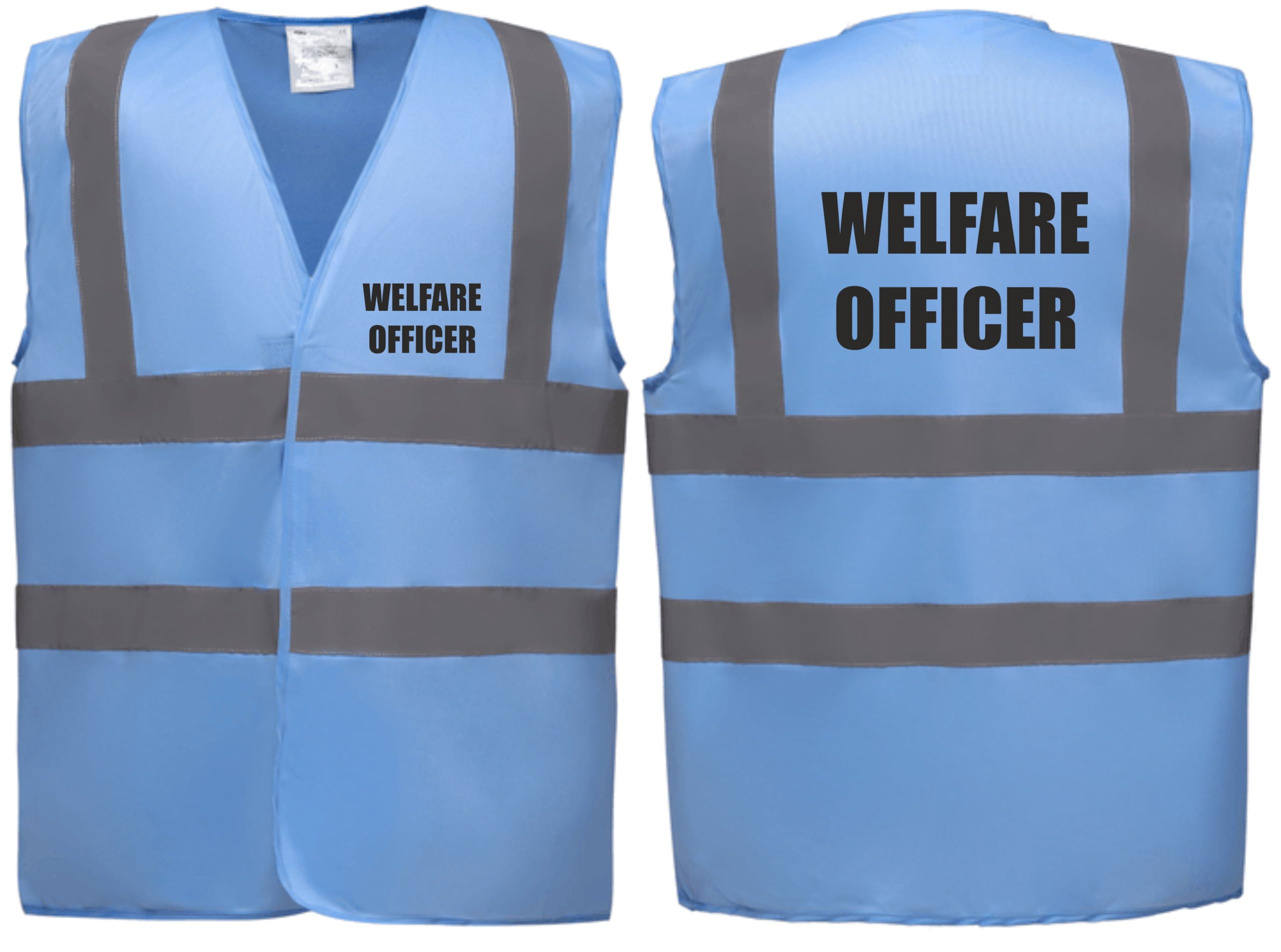 Brook Hi Vis Premium Safety Vest – Welfare Officer Printed Front & Back, High Visibility Waistcoat in 14 Vibrant Colours. (UK, Alpha, 3XL, Regular, Regular, Standard, Sky Blue)