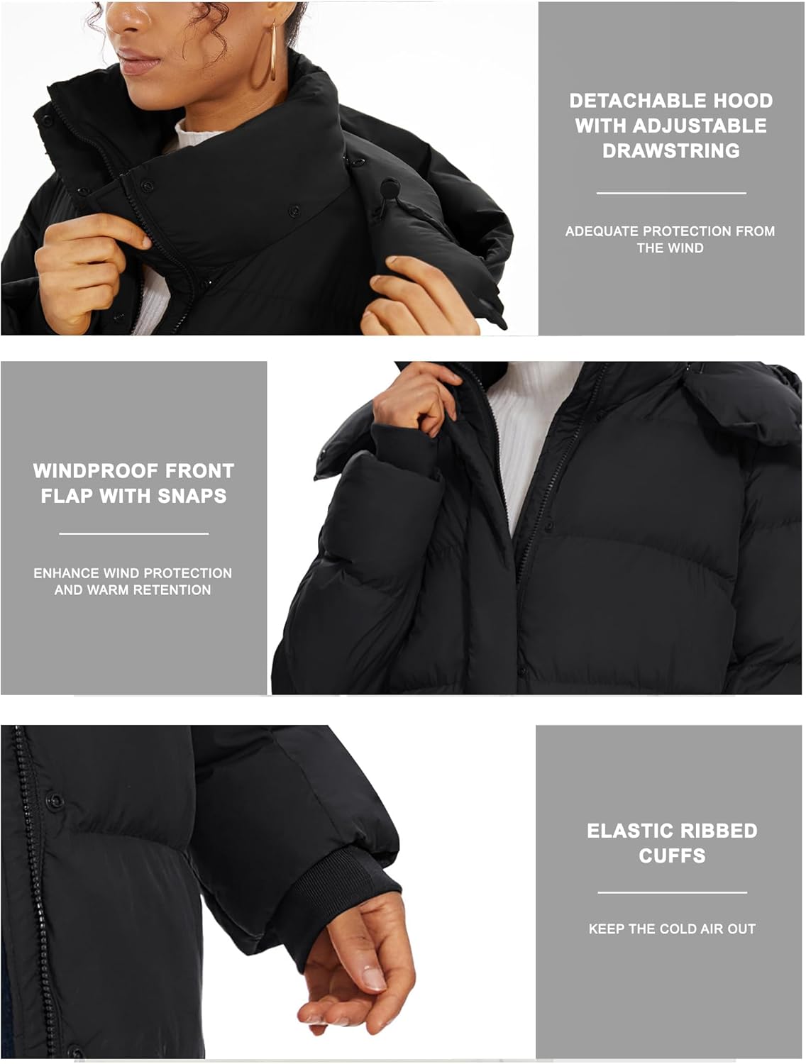 ROYAL MATRIX Women's Long Quilted Puffer Coat, Winter Warm Maxi Puffer Jacket with Detachable Hood - Image 4
