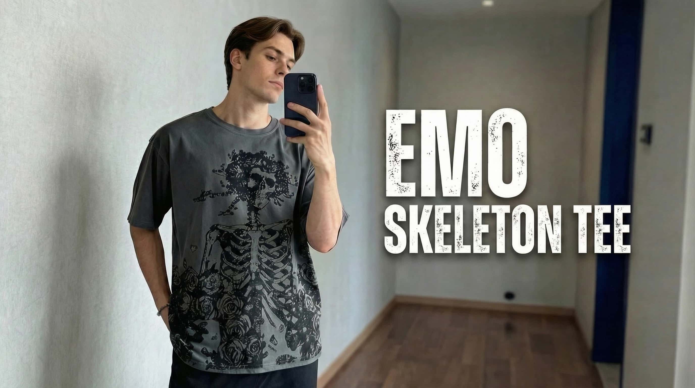 Women Men Y2K T Shirt Skeleton Emo Grunge Oversized Gothic Tee 