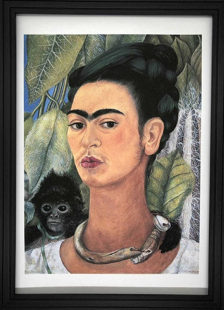 Amazon.co.jp: フリーダ・カーロ 猿をつれた自画像 A4 ポスター 輸送用