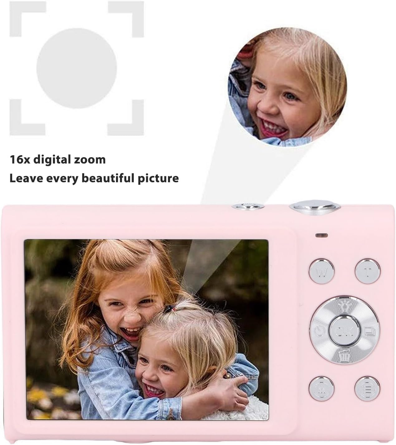 4K Digital Camera, 48MP Compact Camera with 2.8 Inch Screen, 16X Zoom Autofocus, Anti Shake Camera for Travel, Vlogging (Light)