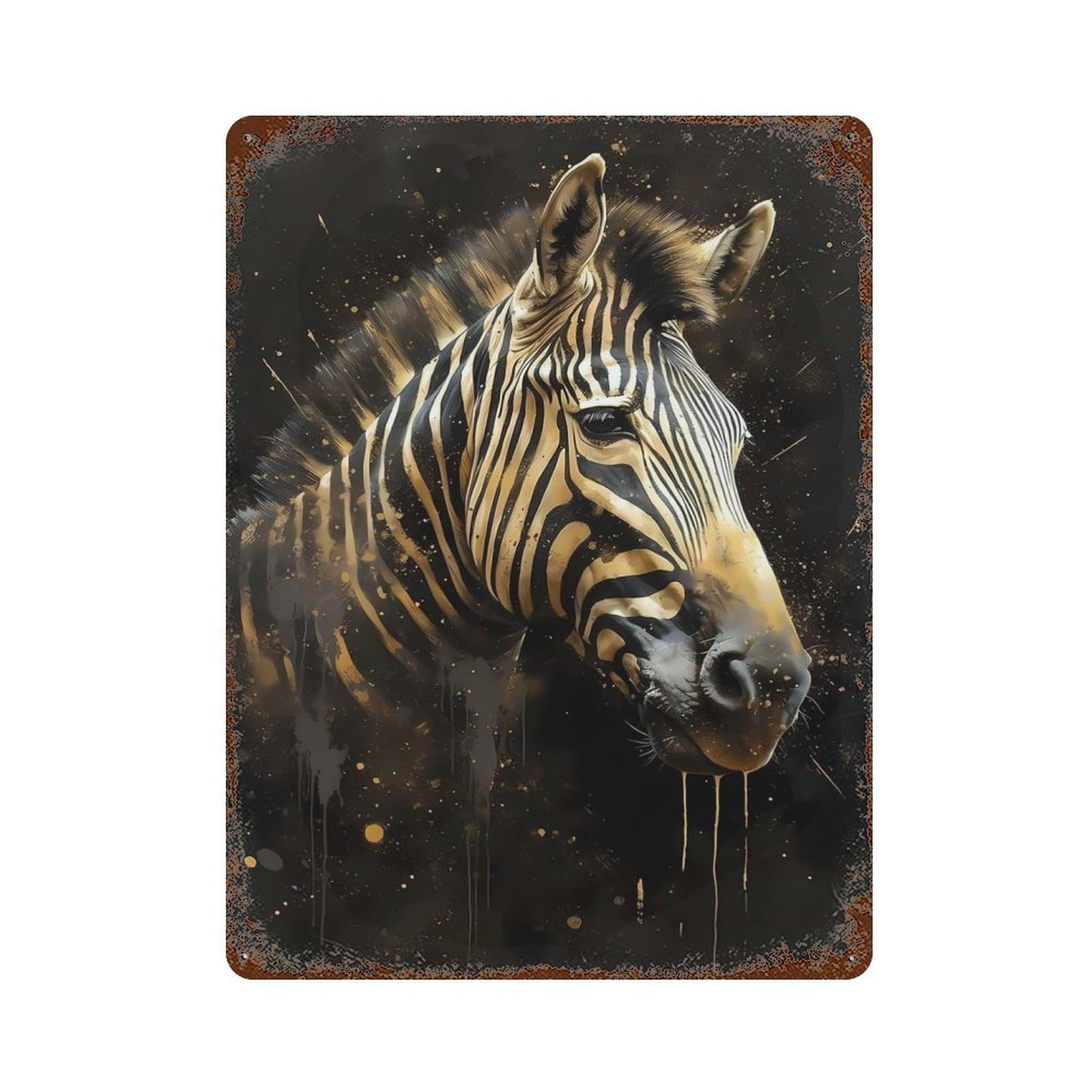 Zebra Mystical Beings Weathered Tin Sign 15.7"x11.8", Classic Wall Plaque for Garage, Bar And Workshop Decor