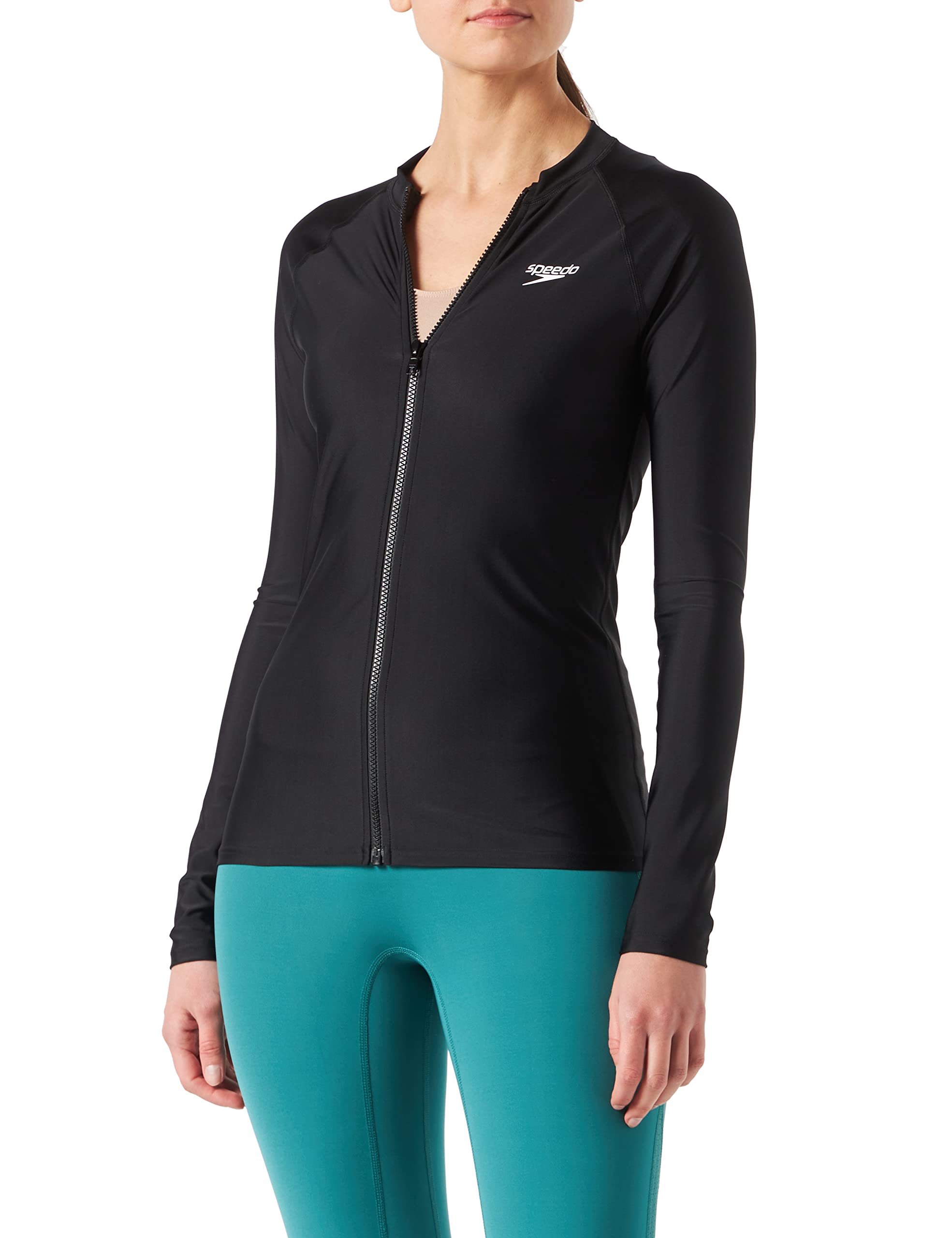 SpeedoWOMENS Zip Long Sleeve Top Rash Guard Shirt (pack of 1)