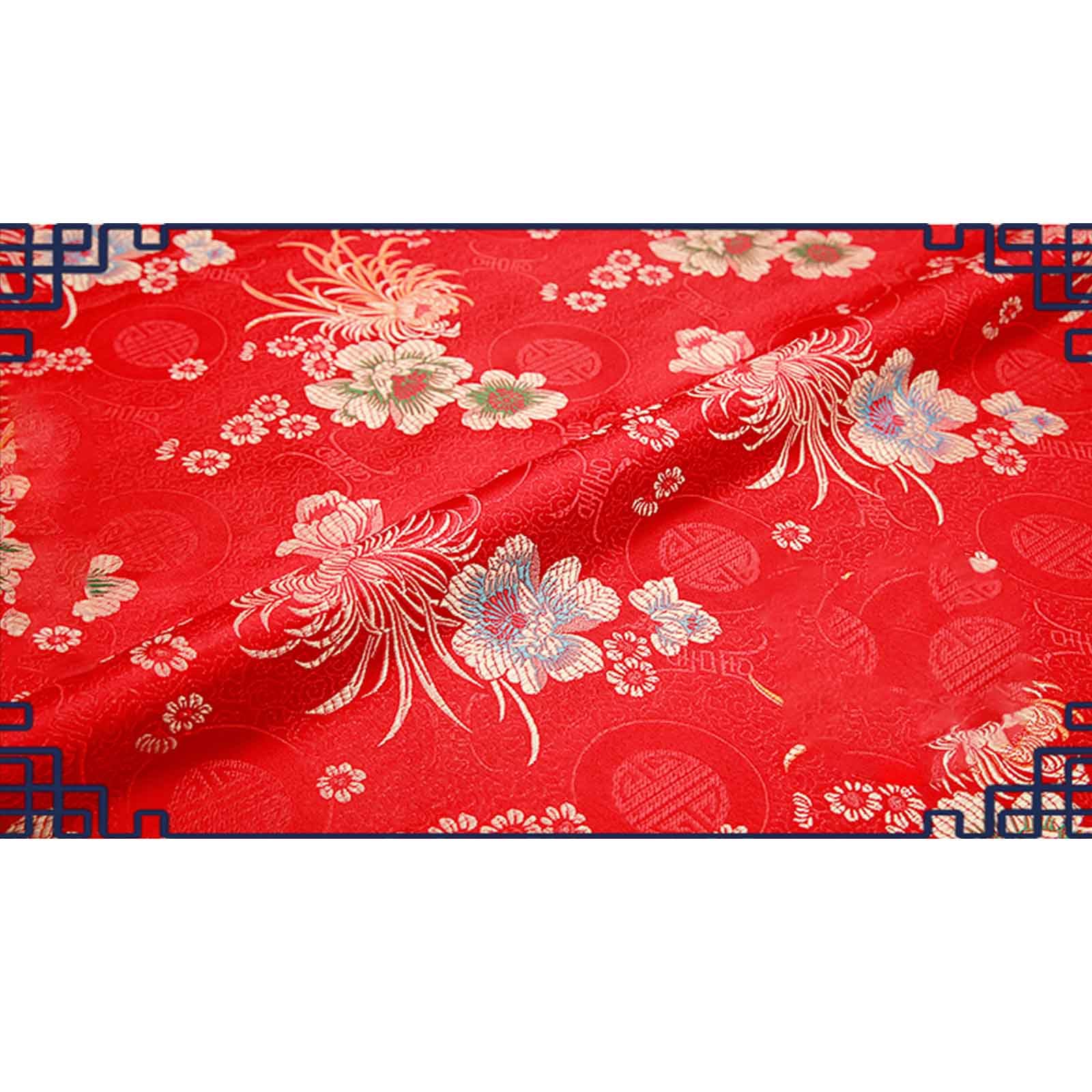 tkanina w kwiaty, Brokatowa satynowa tkanina kwiatowa do samodzielnego szycia, wzór kwiatowy chryzantemy, ręcznie robiony mebel, retro, wysokiej klasy cheongsam, 75X100 cm