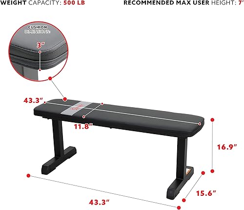 Miniatura 5 de Sunny Health & Fitness Banco de Pesos para Entrenamientos de Alta Intensidad, Ejercicio, Entrenamiento de Fuerza, Levantamiento y Gimnasios en Casa