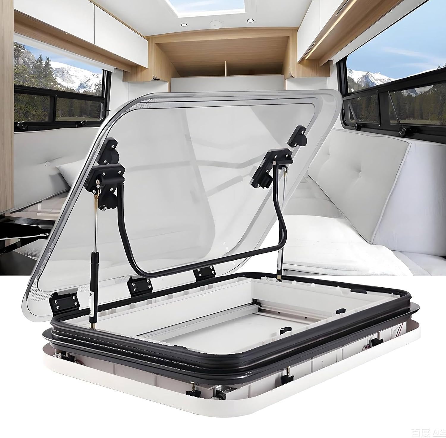 19.7''/27.6''/31.5 x19.7 Inch Caravan Roof Vent Cover RV Roof Vent Kit Window Roof Top Vent Motorhome Skylight Window Camper Vent with LED Light 50x50cm