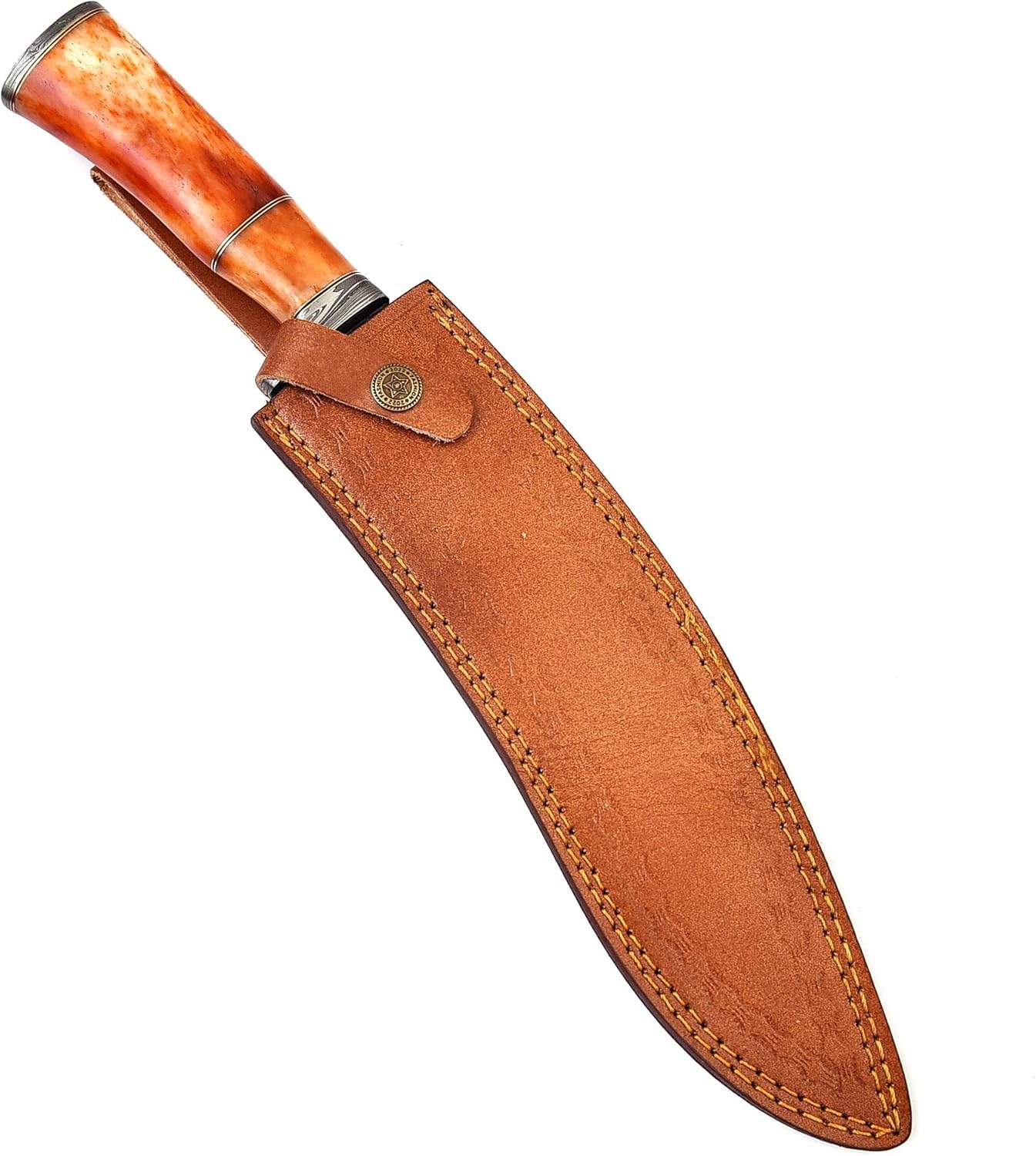 BK-3034 Handmade Damascus Steel 15 Inches Hunting Knives - Coloured Bone Handle.